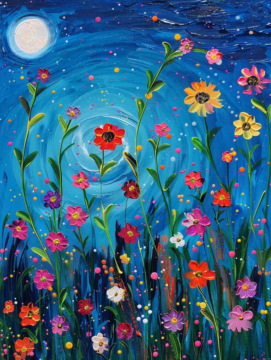 Moonlight Wildflowers – Præmie Mal Efter Tal Kit - Denmark