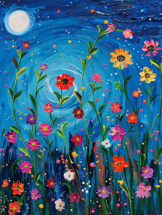 Moonlight Wildflowers – Præmie Mal Efter Tal Kit - Denmark