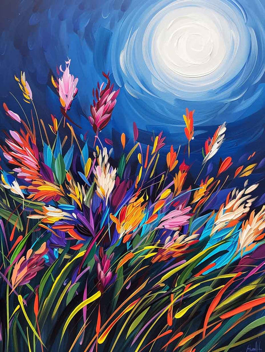 Moonlit Wildflower Meadow – Præmie Mal Efter Tal Kit - Denmark