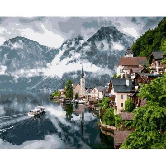 Mountains og Floder Landskab – Præmie Mal Efter Tal Kit - Denmark