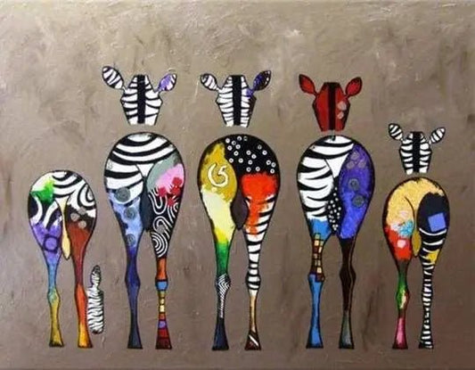 Multi-color Zebra – Præmie Mal Efter Tal Kit - Denmark