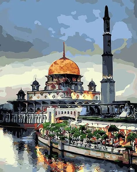 Nationalmoskeen i Malaysia – Præmie Mal Efter Tal Kit - 30x40cm / No Frame - Denmark