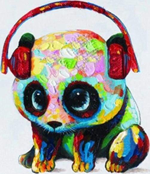 Panda med Hovedtelefoner – Præmie Mal Efter Tal Kit - Denmark