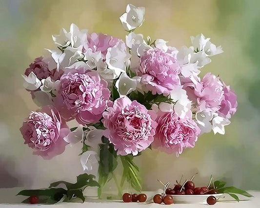Peonies og Kirsebær – Præmie Mal Efter Tal Kit - Denmark