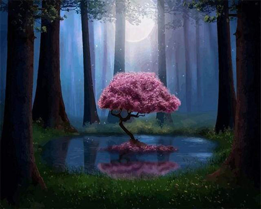 Pink Tree In The Water – Præmie Mal Efter Tal Kit - Denmark