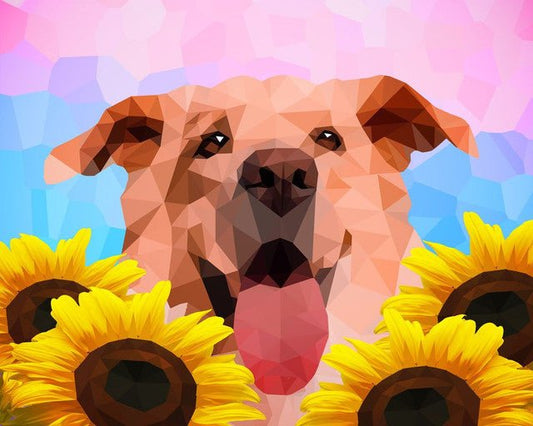 Polygon Art Hund – Præmie Mal Efter Tal Kit - Denmark