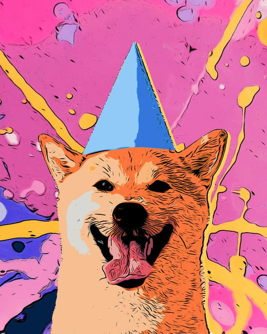 Pop Art Smilende Hund – Præmie Mal Efter Tal Kit - Denmark