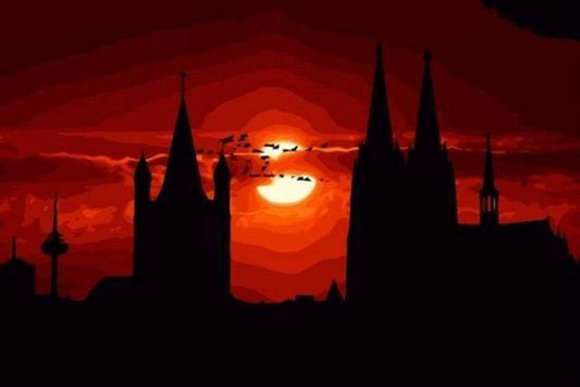 Red Castle Sunset – Præmie Mal Efter Tal Kit - Denmark