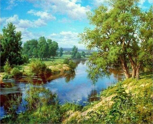 River Landscape – Præmie Mal Efter Tal Kit - Denmark