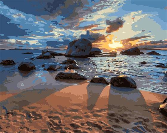Rocks And Sea – Præmie Mal Efter Tal Kit - Denmark