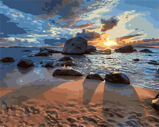 Rocks And Sea – Præmie Mal Efter Tal Kit - Denmark