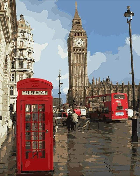Rød Telefonkiosk i London – Præmie Mal Efter Tal Kit - Denmark