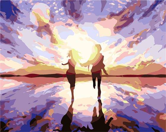 Running Beauty Towards Sun – Præmie Mal Efter Tal Kit - Denmark