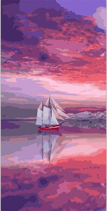Sailboat Red Sea – Præmie Mal Efter Tal Kit - Denmark
