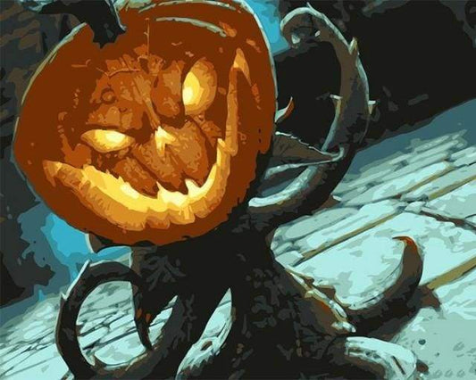 Skræmmende Græskar Halloween – Præmie Mal Efter Tal Kit - Denmark