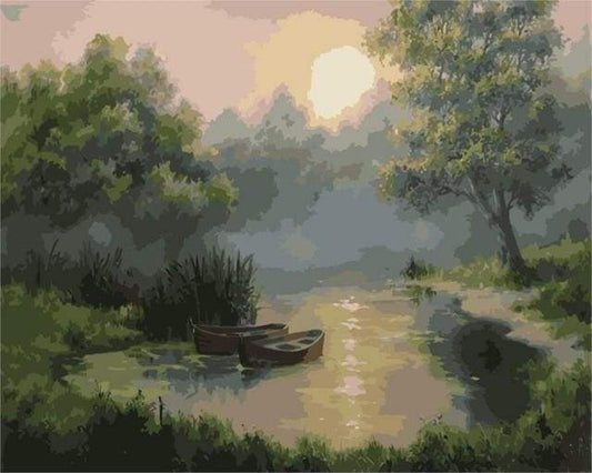 Small Lake at Dawn – Præmie Mal Efter Tal Kit - Denmark