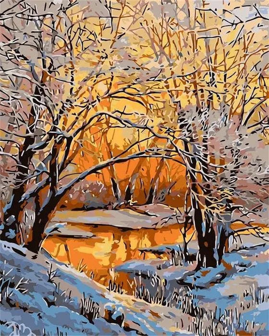 Snowy Trees – Præmie Mal Efter Tal Kit - Denmark