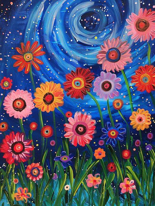 Starry Blooms – Præmie Mal Efter Tal Kit - Denmark