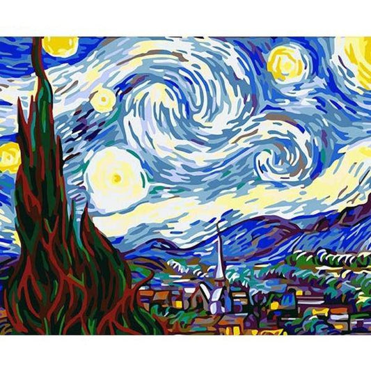 Stjernespejlet Nat af Vincent Van Gogh – Præmie Mal Efter Tal Kit - Denmark
