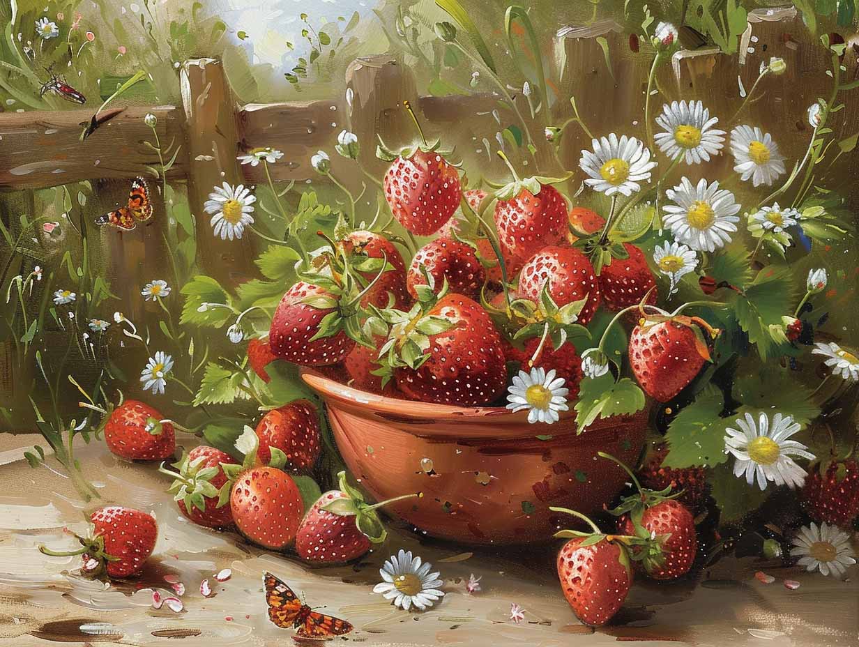 Strawberry Patch – Maling efter Tal Sæt - Denmark