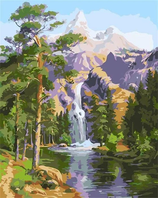 Sunny Weather And The Waterfall – Præmie Mal Efter Tal Kit - Denmark