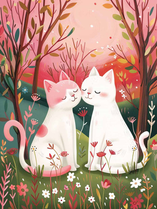 Sunset Love Cats – Præmie Mal Efter Tal Kit - Denmark