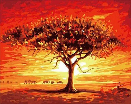 Sunset og Elefanter – Præmie Mal Efter Tal Kit - Denmark