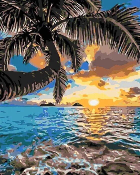 Sunshine Coconut Tree – Præmie Mal Efter Tal Kit - Denmark