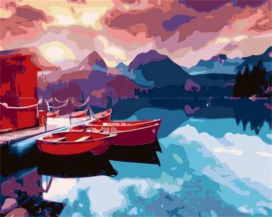 Sunshine Red Boats – Præmie Mal Efter Tal Kit - Denmark