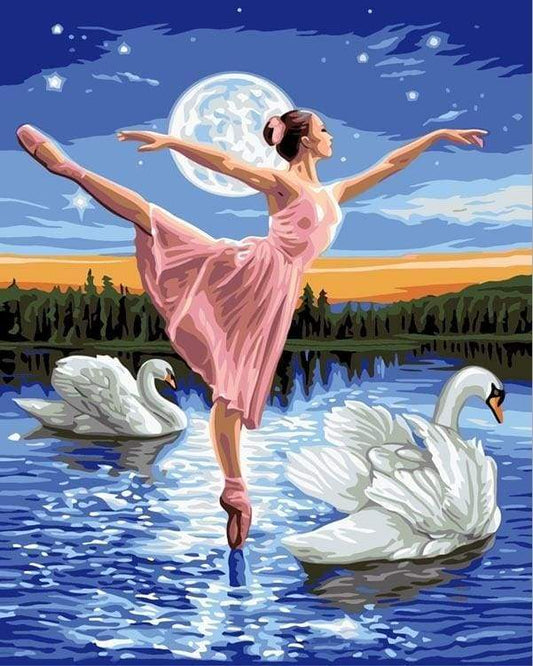 Swan Lake og Fuldmåne – Præmie Mal Efter Tal Kit - Denmark