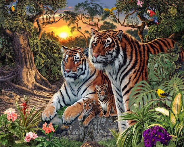 Tiger Familie – Præmie Mal Efter Tal Kit - Denmark