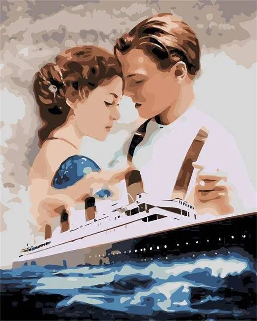 Titanic Rose og Jack – Præmie Mal Efter Tal Kit - Denmark