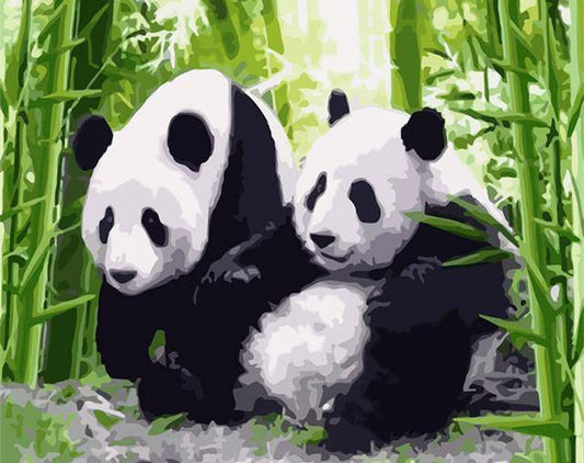 To Pandaer – Præmie Mal Efter Tal Kit - 30x40cm / No Frame - Denmark