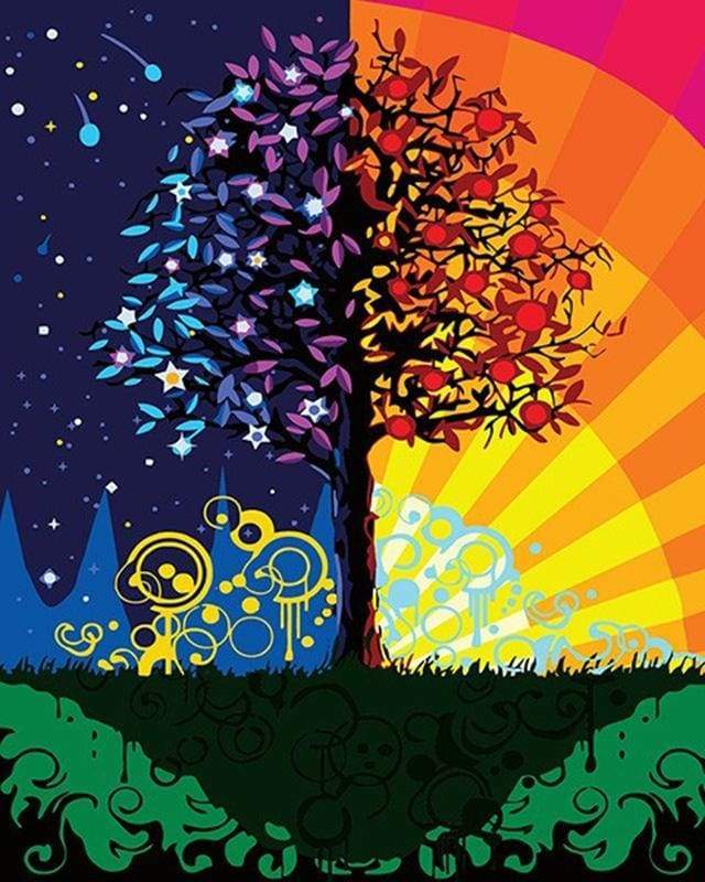 Tree Day And Night – Præmie Mal Efter Tal Kit - Denmark