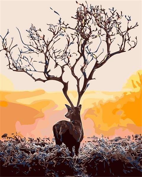 Trees On Deer Horn – Præmie Mal Efter Tal Kit - Denmark