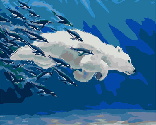 Underwater Bear – Præmie Mal Efter Tal Kit - Denmark