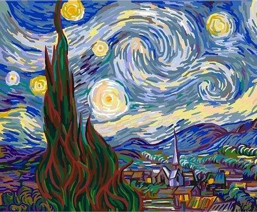 Van Gogh Starry Night – Præmie Mal Efter Tal Kit - Denmark