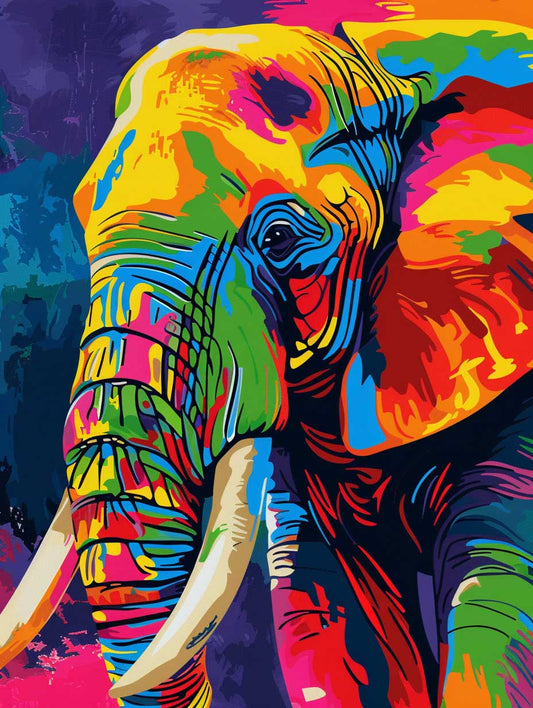 Vibrant Rainbow Elephant – Præmie Mal Efter Tal Kit - Denmark