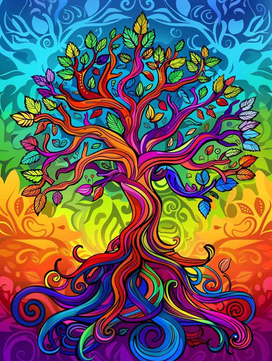 Vibrant Tree Of Life – Præmie Mal Efter Tal Kit - Denmark