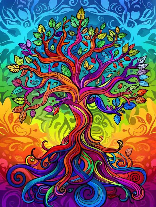 Vibrant Tree Of Life – Præmie Mal Efter Tal Kit - Denmark