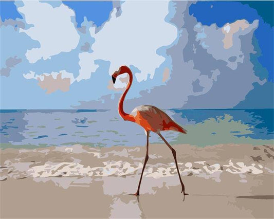 Walking Flamingo Fugl – Præmie Mal Efter Tal Kit - Denmark