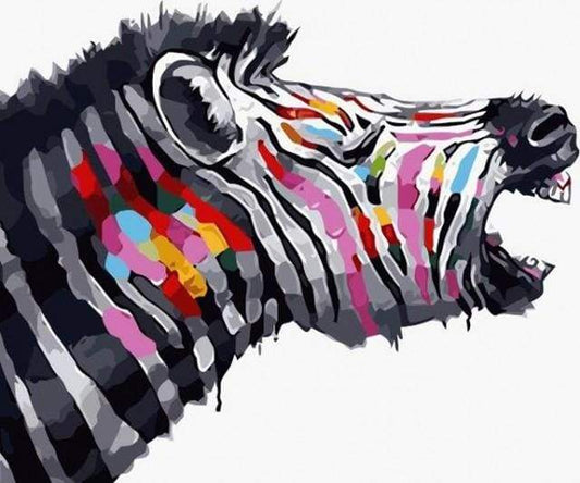 Zebra med Farver – Præmie Mal Efter Tal Kit - Denmark